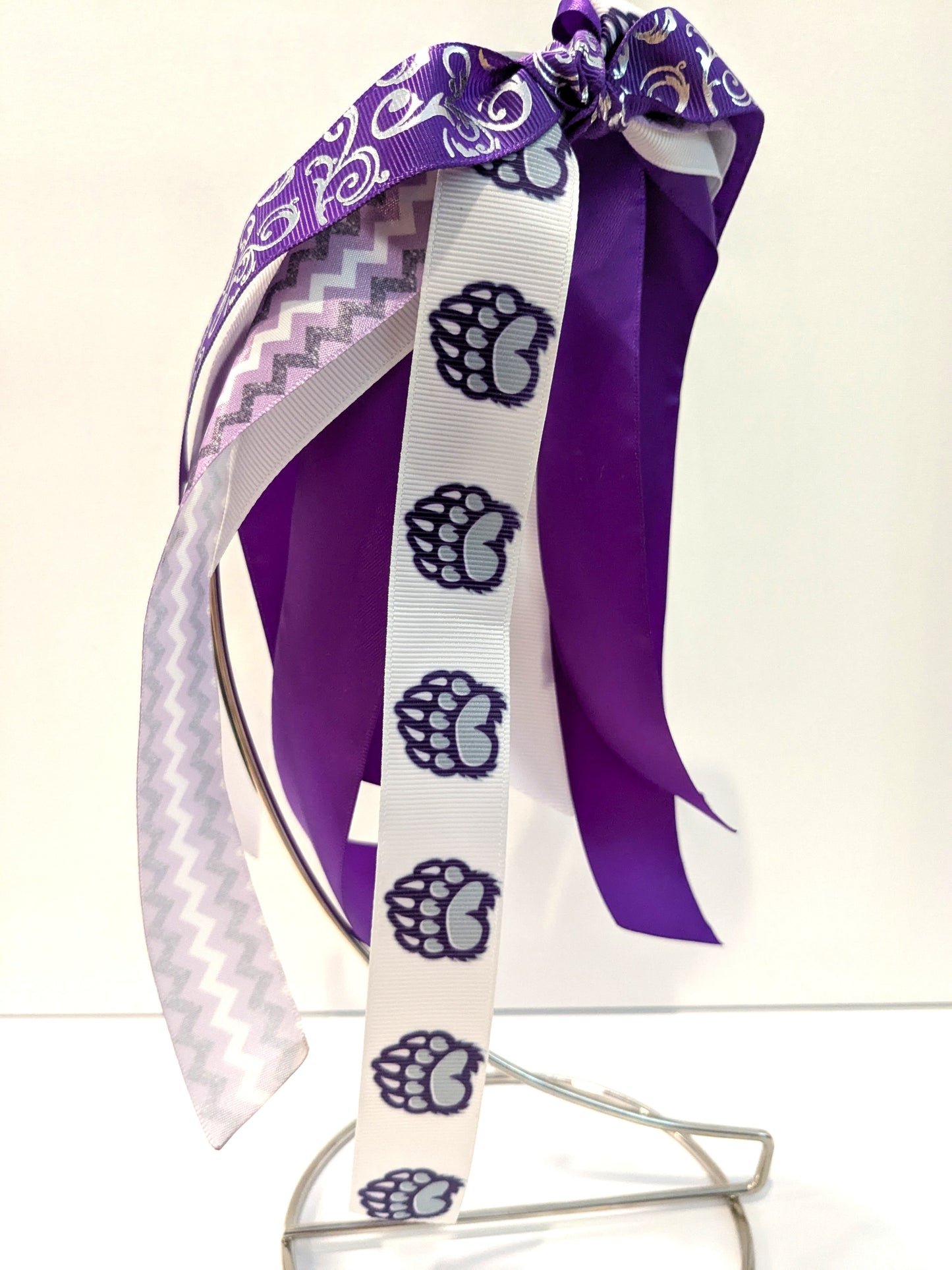 K) Cherokee Bluff High School Sprit Hairbow Stacked Boutique Bow or Ponytail Streamer Handmade Custom