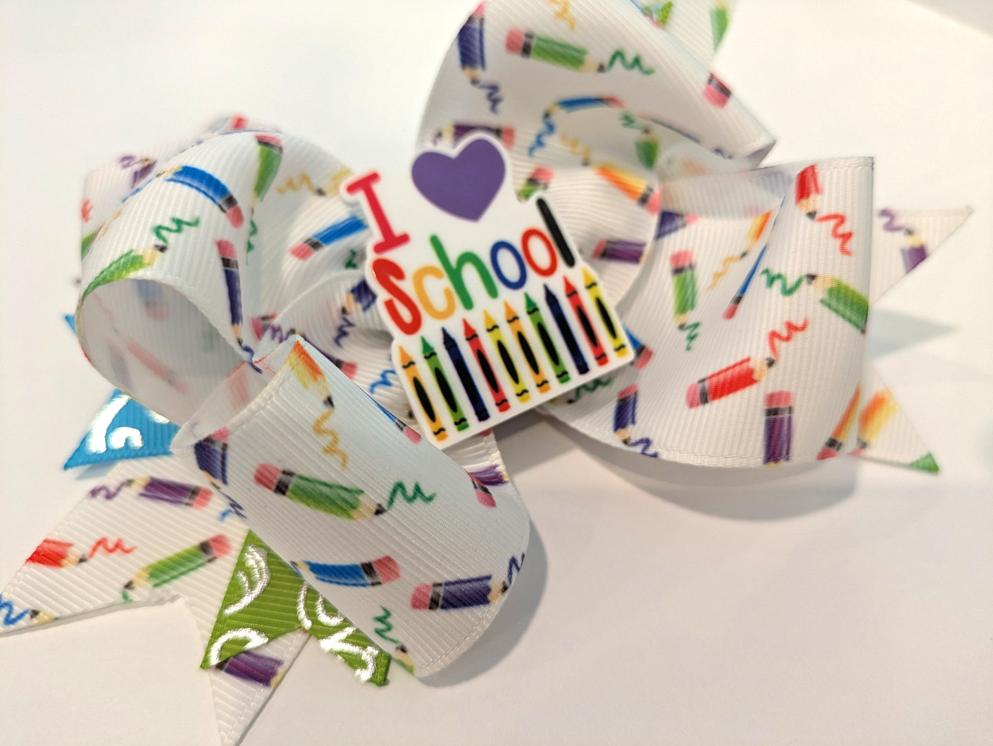 I Love School Handmade Boutique Stacker Bow Girl's Hairbow