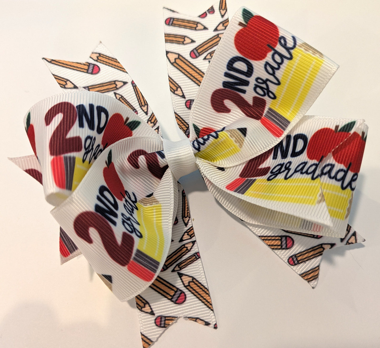 Second Grade Handmade Boutique Hairbow Back to School Stacker Bow