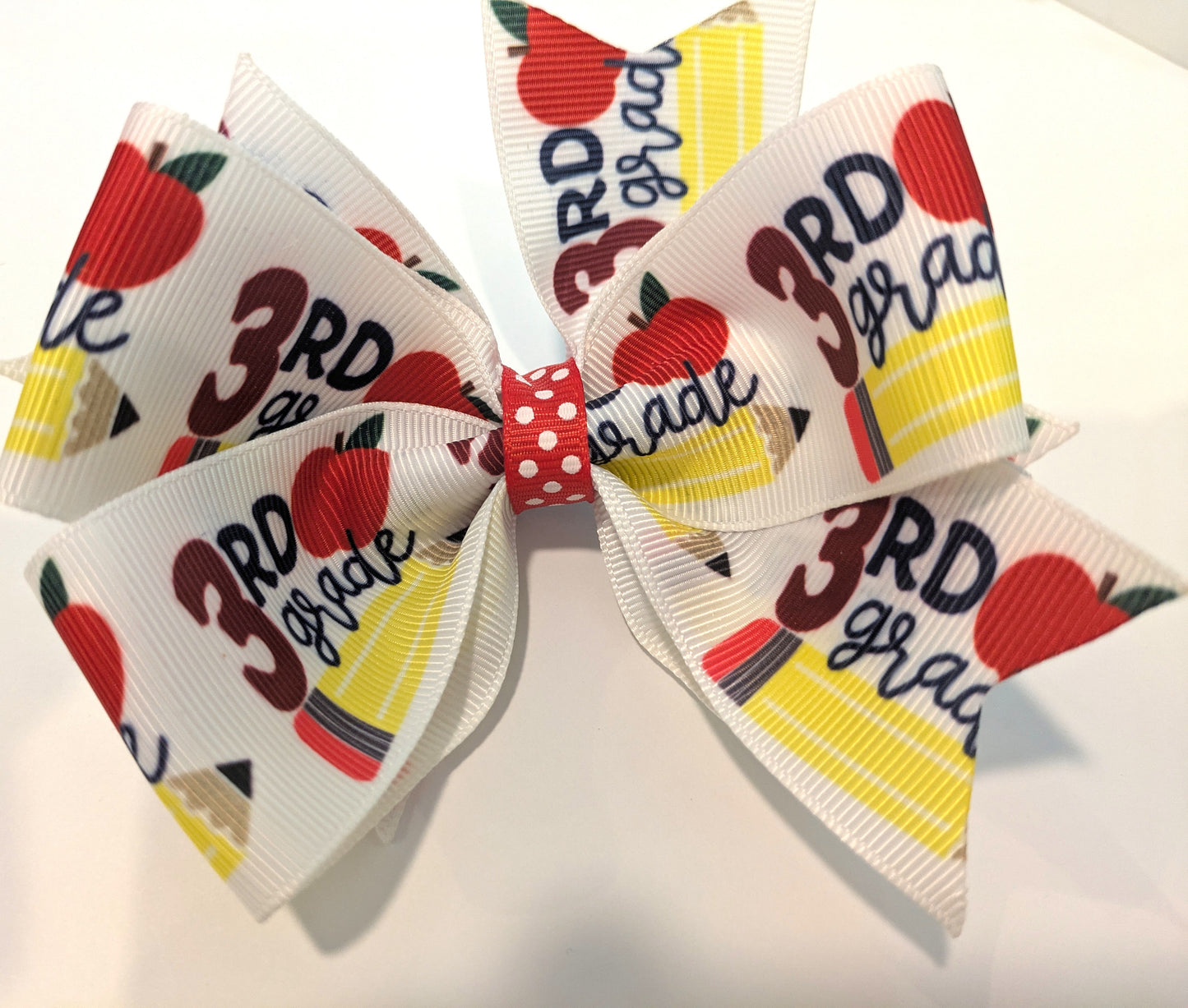 Third Grade Handmade Boutique Hairbow Back to School Stacker Bow