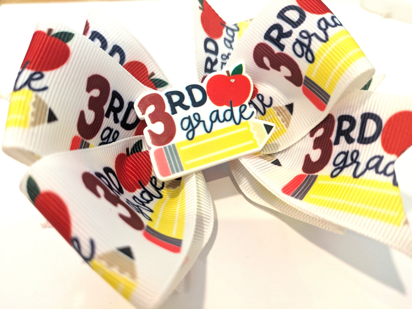 Third Grade Handmade Boutique Hairbow Back to School Stacker Bow