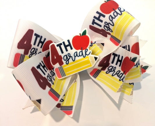 Fourth Grade Handmade Boutique Hairbow Back to School Stacker Bow