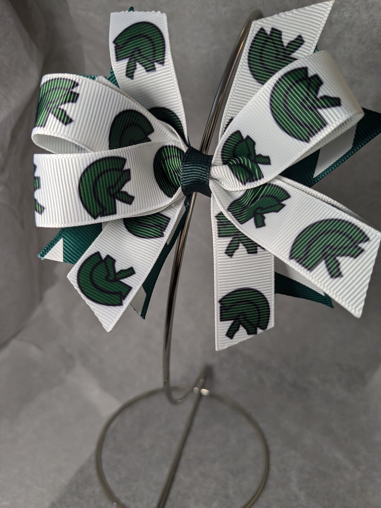 H) North Hall Trojans Hairbow Custom Handmade Bow Stacked Boutique Streamer Cheer