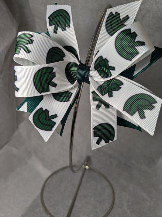 H) North Hall Trojans Hairbow Custom Handmade Bow Stacked Boutique Streamer Cheer