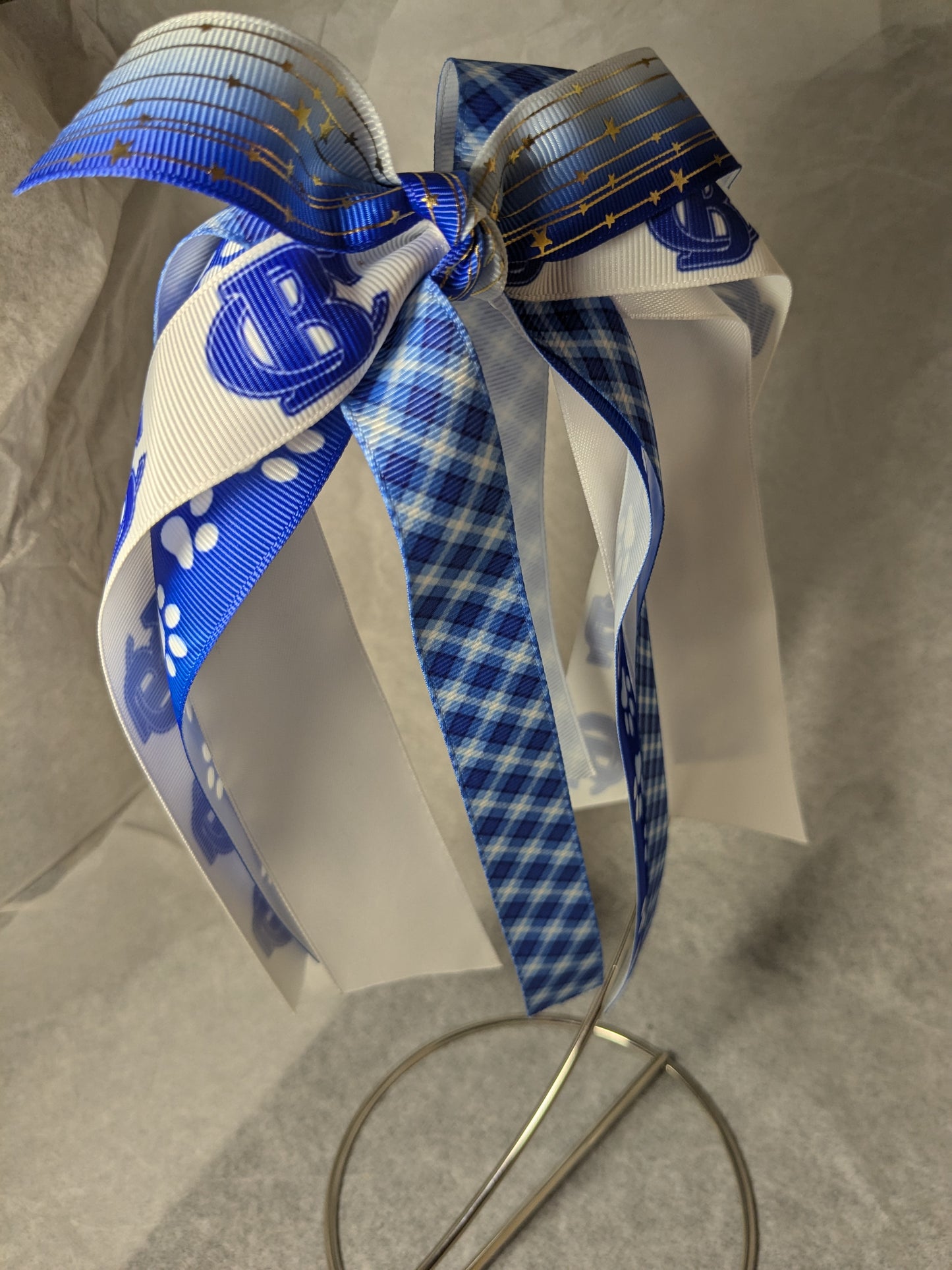 B) Banks County Leopards Stacked Boutique Hairbow Custom Handmade Bow