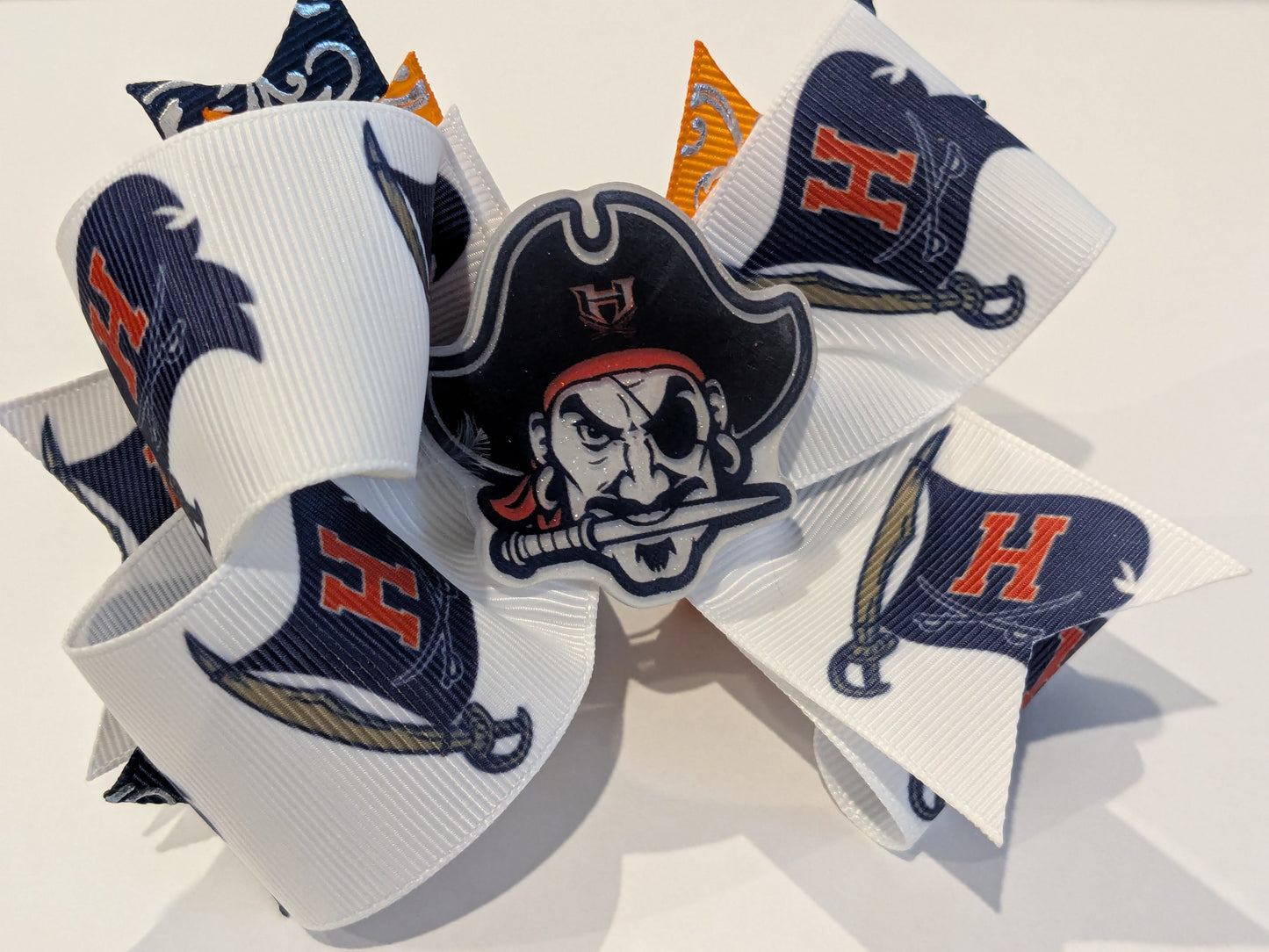 E) Habersham Raiders Stacked Boutique Hairbow Custom Handmade Bow