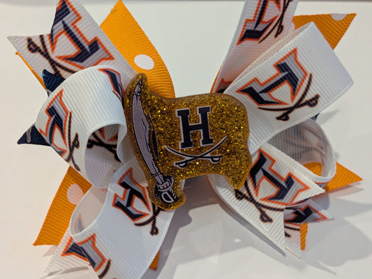 E) Habersham Raiders Stacked Boutique Hairbow Custom Handmade Bow