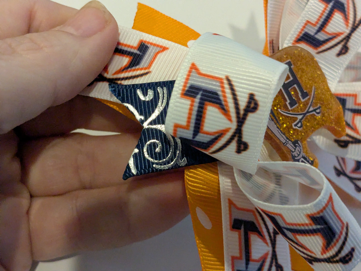 E) Habersham Raiders Stacked Boutique Hairbow Custom Handmade Bow