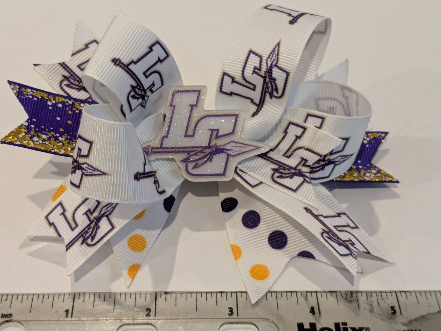 J) Lumpkin County Indians Stacked Boutique Hairbow Custom Handmade Bow