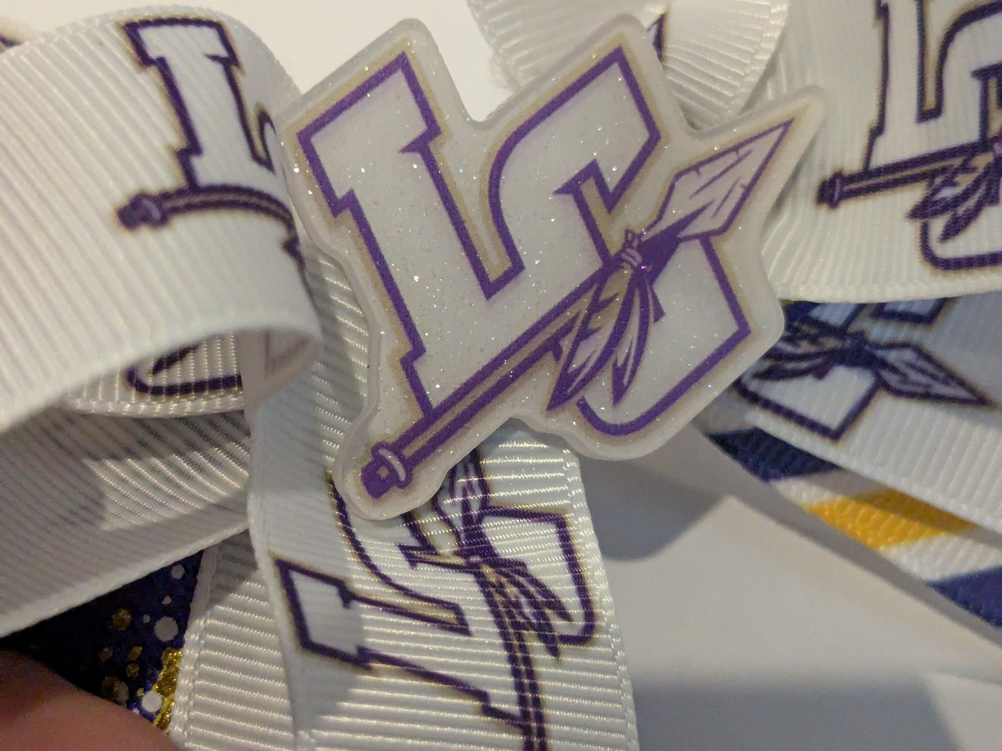 J) Lumpkin County Indians Stacked Boutique Hairbow Custom Handmade Bow