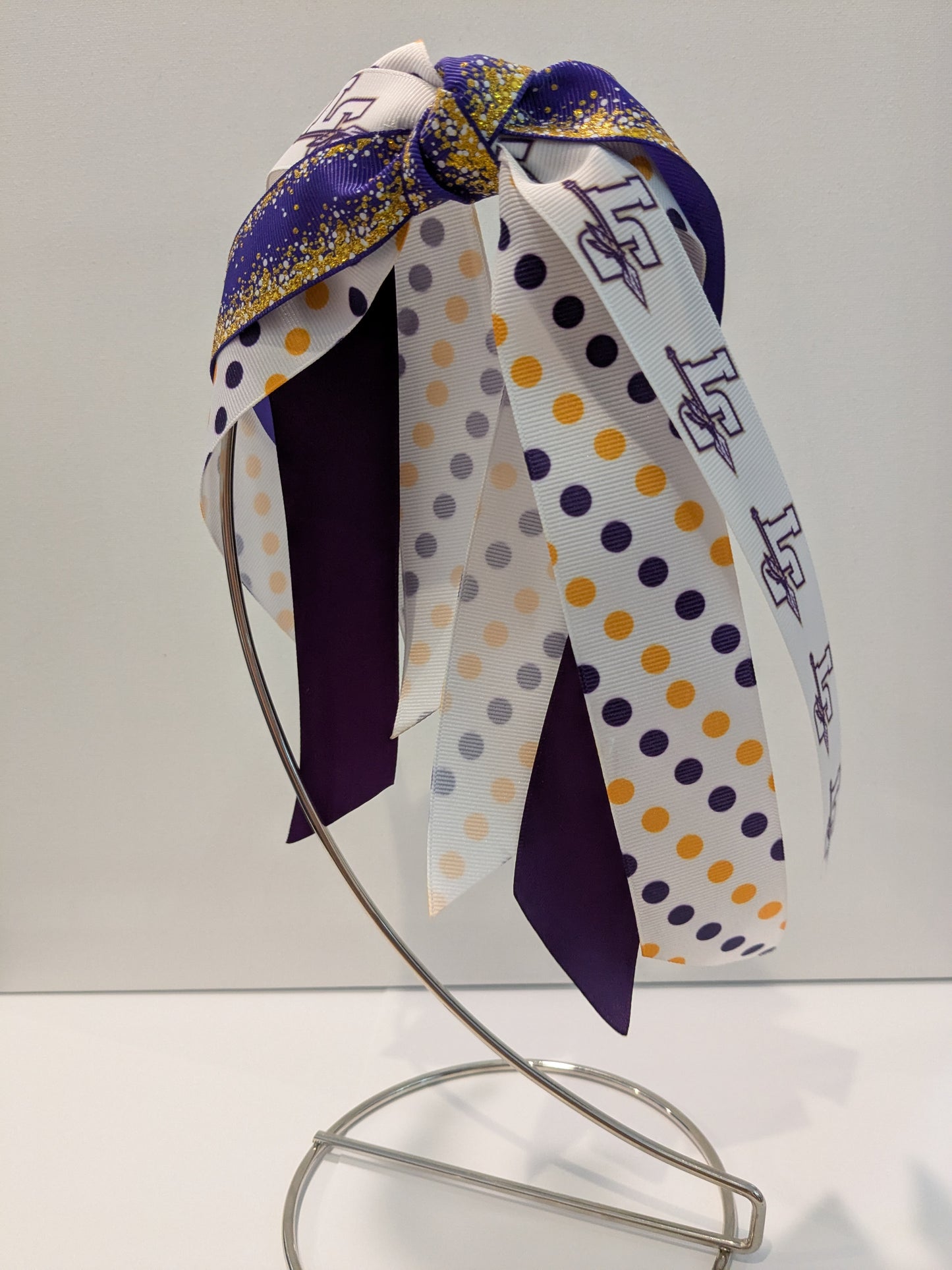 J) Lumpkin County Indians Stacked Boutique Hairbow Custom Handmade Bow