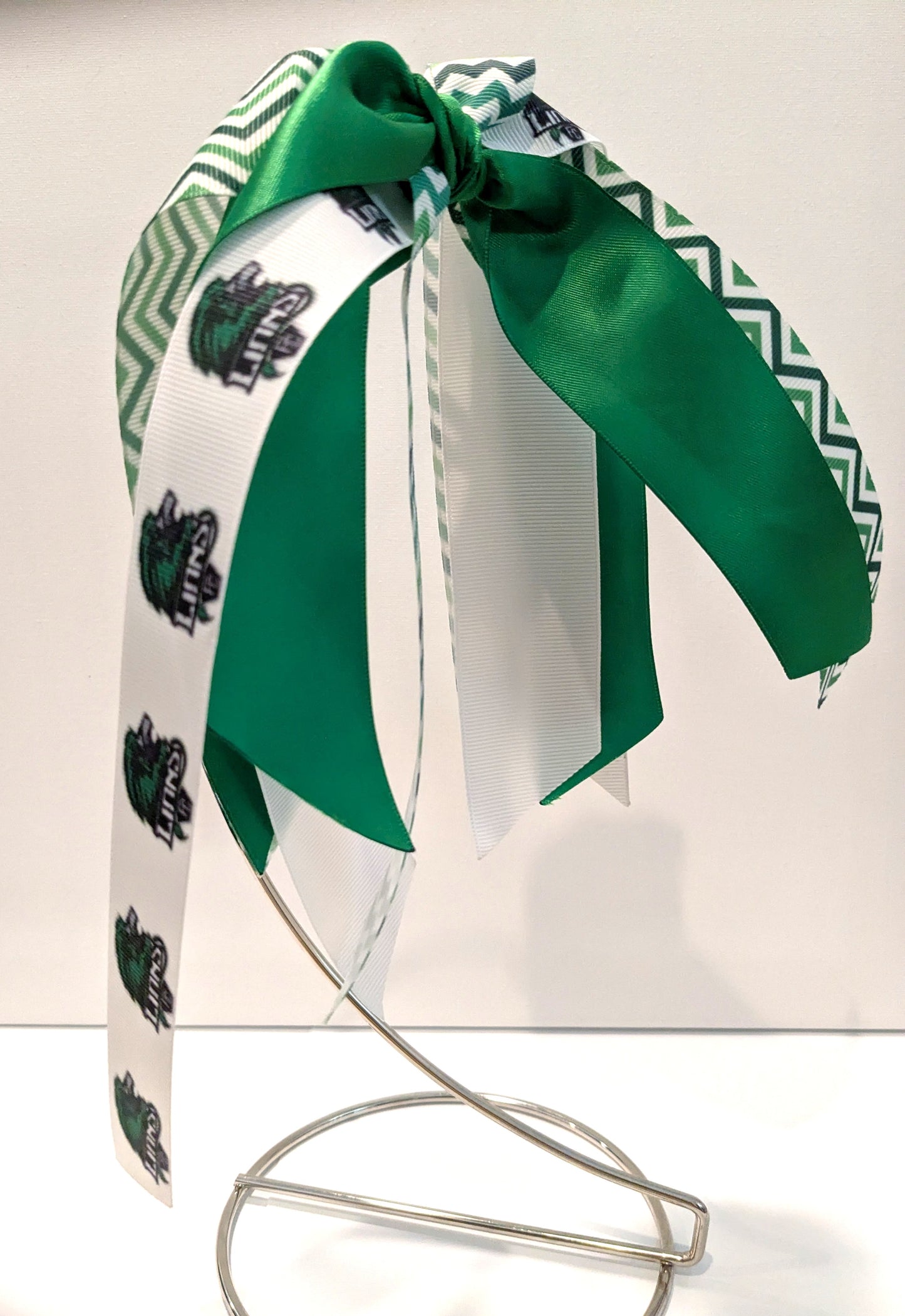 P) Franklin County Lions School Sprit Hairbow Stacked Boutique Bow or Ponytail Streamer Handmade Custom