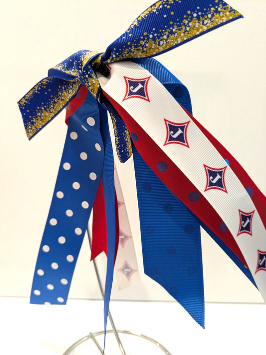 M) Jefferson Dragons School Sprit Hairbow Stacked Boutique Bow or Ponytail Streamer Handmade Custom