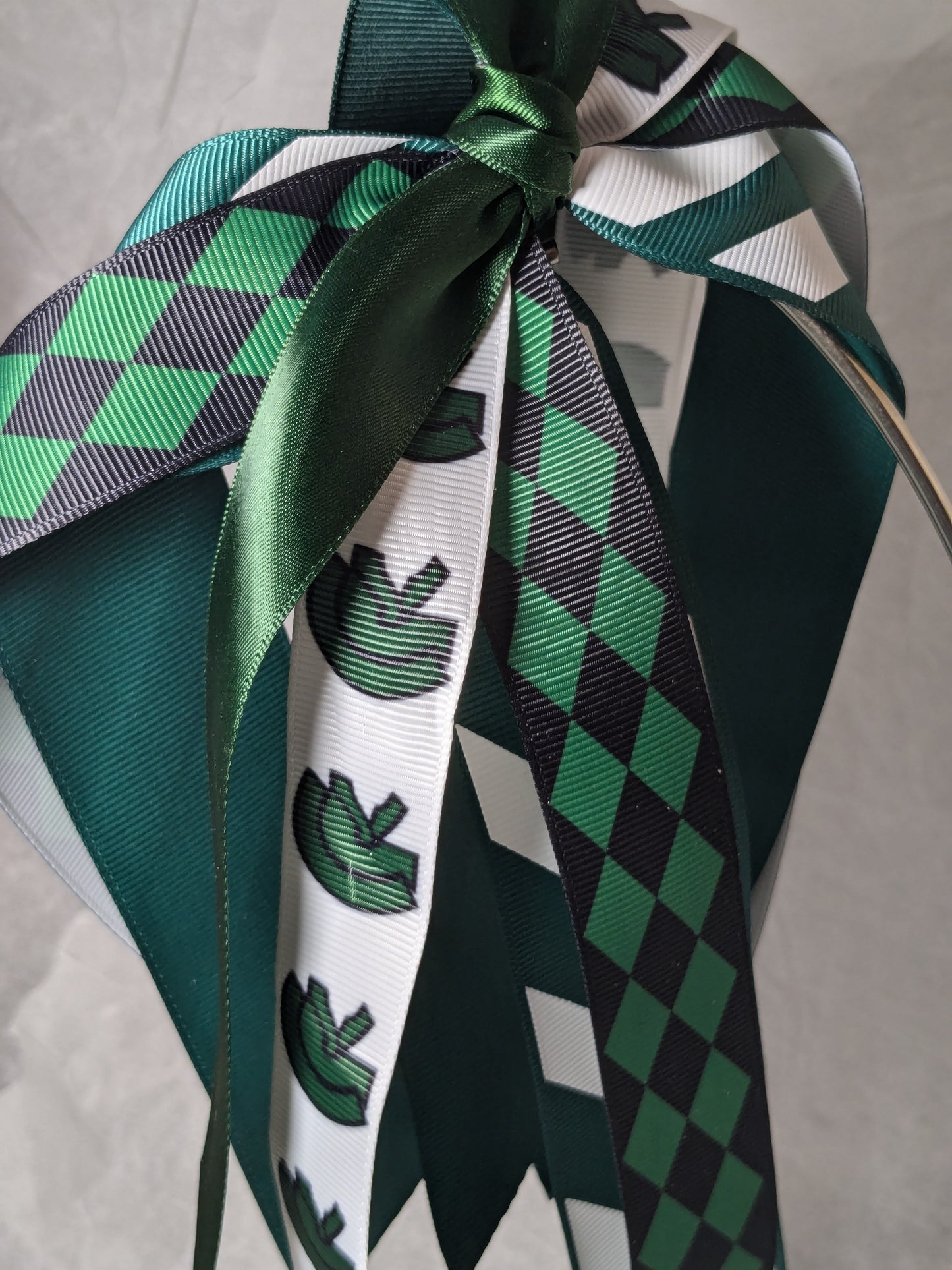 H) North Hall Trojans Hairbow Custom Handmade Bow Stacked Boutique Streamer Cheer