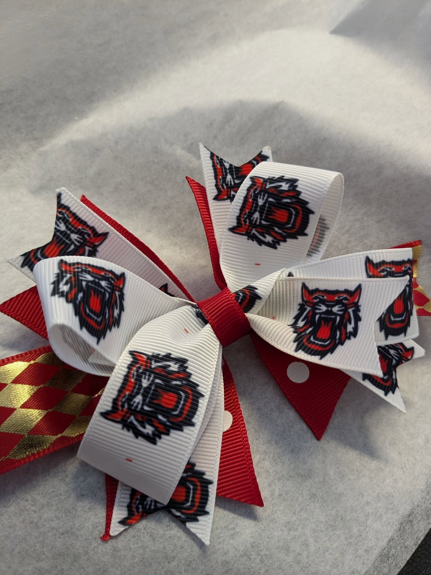 F) Rabun County Wildcats Stacked Boutique Hairbow Custom Handmade Bow or Streamer Cheer Bows