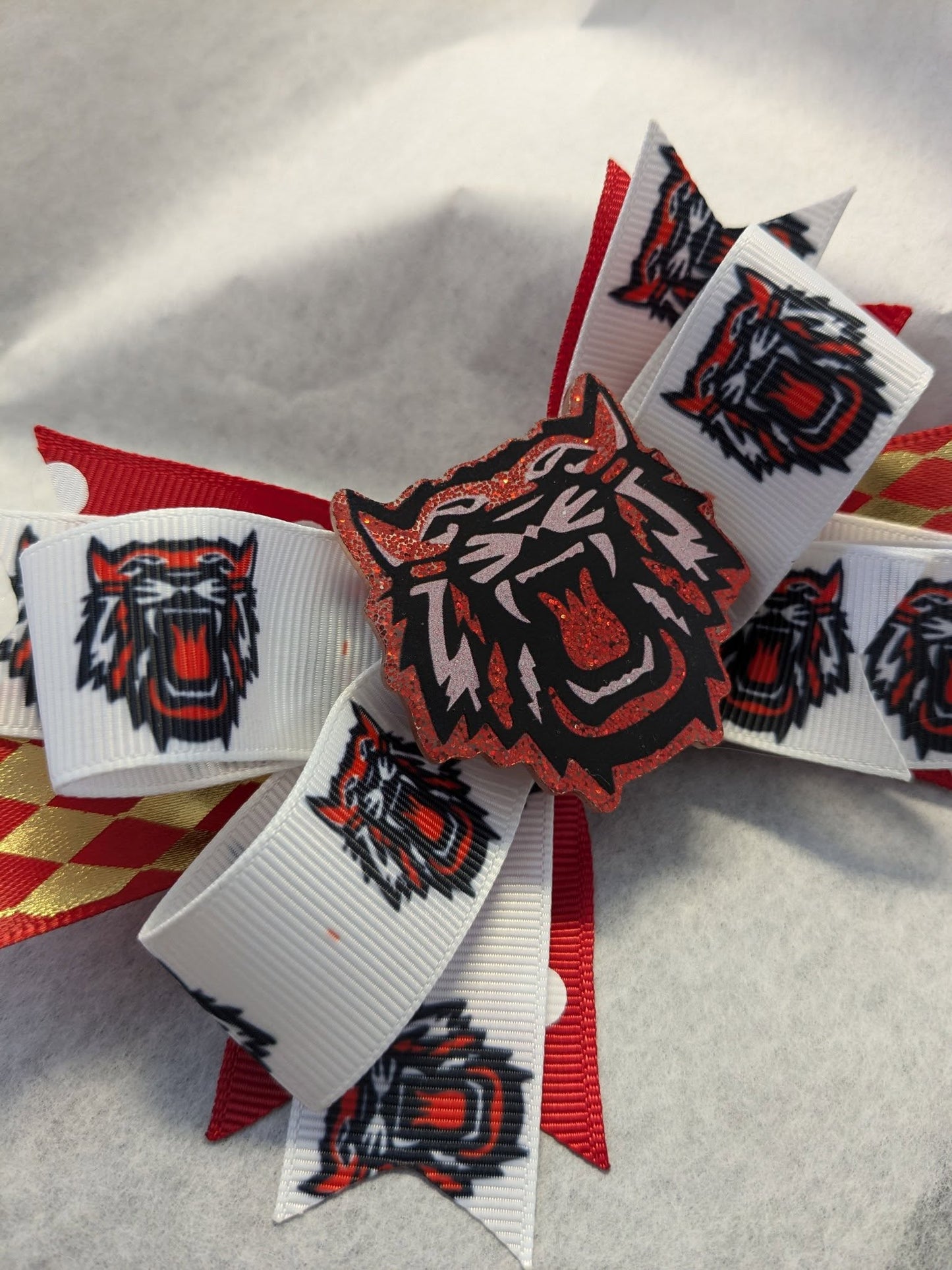 F) Rabun County Wildcats Stacked Boutique Hairbow Custom Handmade Bow or Streamer Cheer Bows