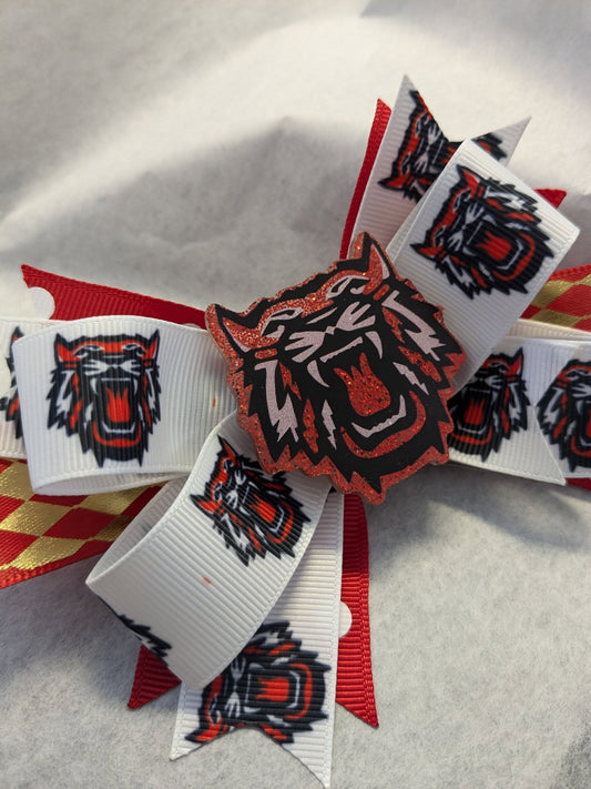 F) Rabun County Wildcats Stacked Boutique Hairbow Custom Handmade Bow or Streamer Cheer Bows