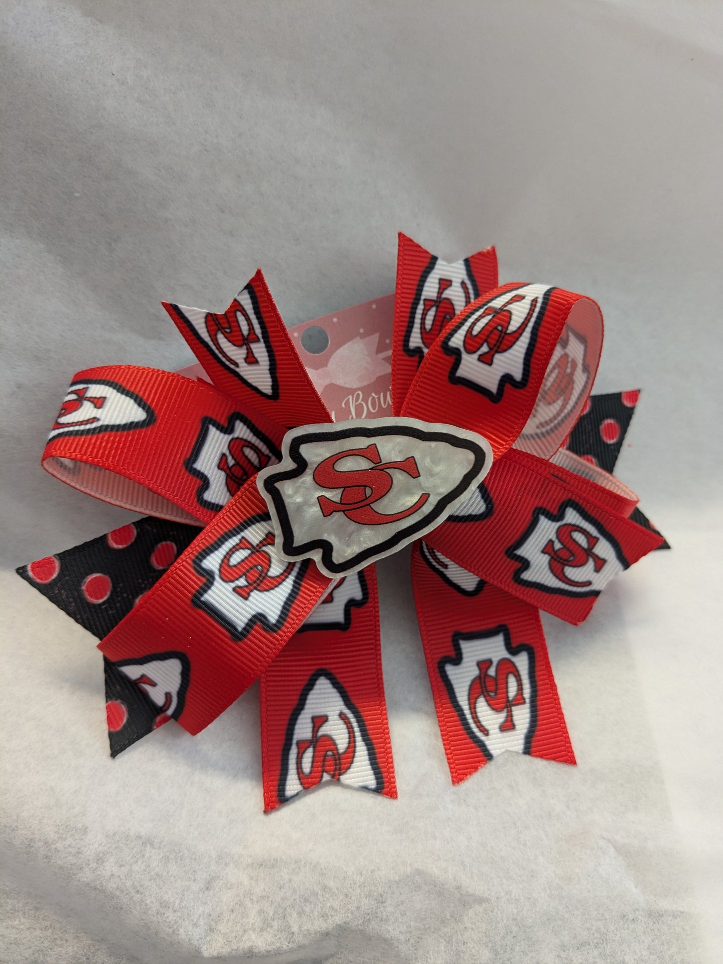 A) Stephens County Indians Stacked Boutique Hairbow Custom Handmade Bow or Streamer