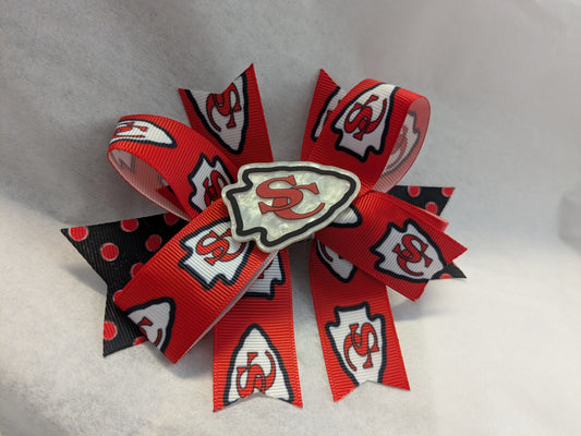 A) Stephens County Indians Stacked Boutique Hairbow Custom Handmade Bow or Streamer