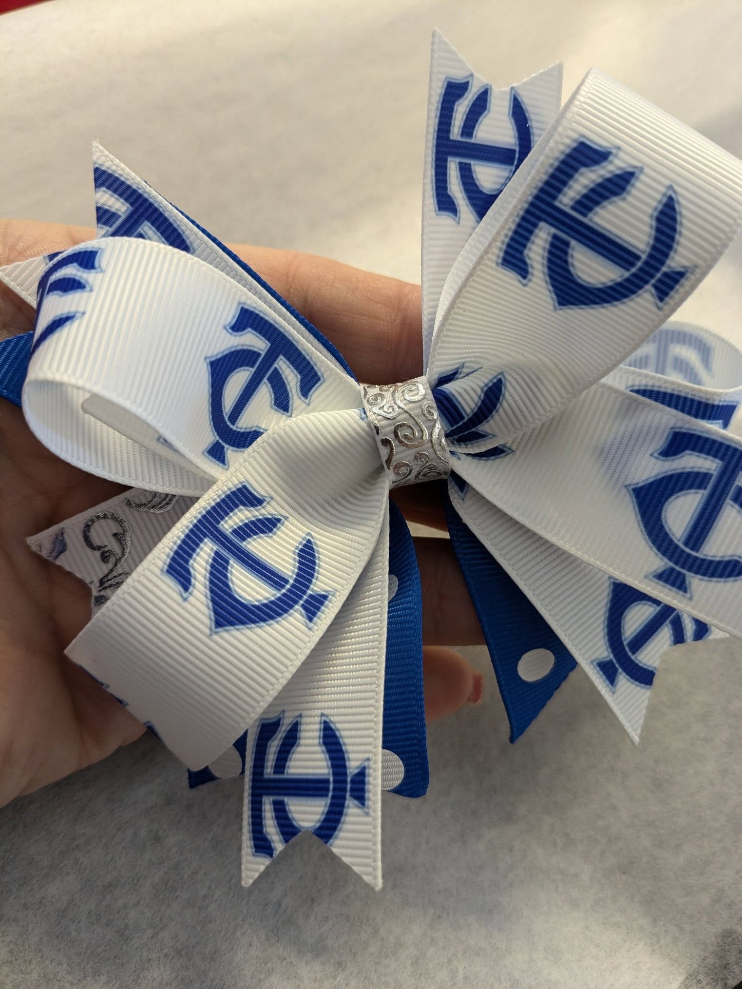 G) Towns County Indians Stacked Boutique Hairbow Custom Handmade Bow